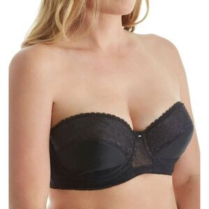 Carnival Full Coverage Strapless Bra Womens 40C Lace Black Underwire Plunge 123‎